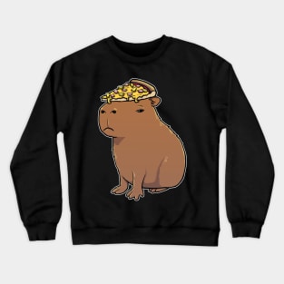 Capybara with a Hawaiian Pizza on its head Crewneck Sweatshirt